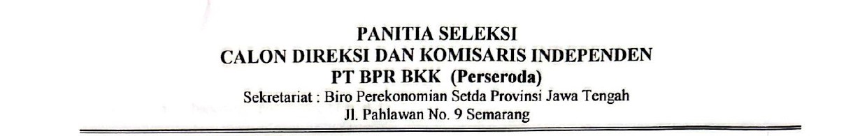 REKRUTMEN CALON DIREKSI PT BPR BKK (Perseroda)